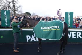 Galopin Des Champs after winning the Paddy Power Irish Gold Cup Chase during day one of the 2024 Dublin Racing Festival at Leopardstown Racecourse.