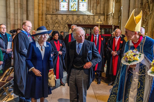 King Charles III and the Queen Consort attending the Royal Maundy Service at York Minster. Picture date: Thursday April 6, 2023.