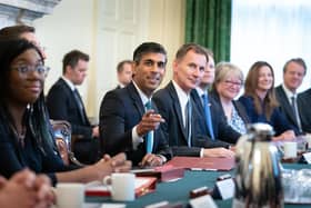 Prime Minister Rishi Sunak (centre), alongside the Chancellor of the Exchequer, Jeremy Hunt (centre right), holds his first Cabinet meeting in Downing street. Picture date: Wednesday October 26, 2022.