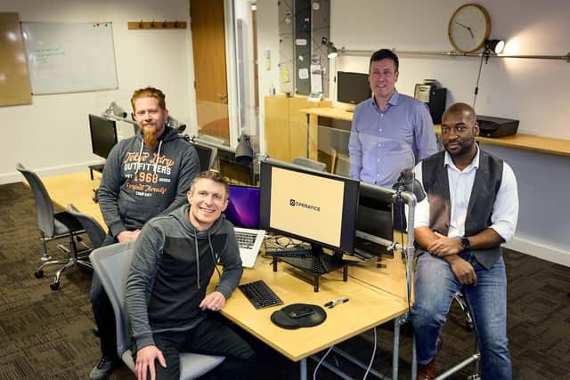 Tim Mutlow and Ian Yeo of Bimsense with Will Clark and Maurice Disasi of Mercia. Pictue by Shaun Flannery.