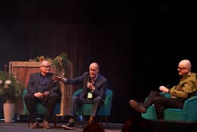 L to R, Darren Henley (CEO of Arts Council England), Sir Peter Bazalgette (former chair of ITV plc, chair of Creative Industries Council), Robin Cramp (Business Development Manager at Production Park and XPLOR)