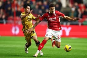 BRISTOL, ENGLAND - NOVEMBER 04: Neto Borges of Bristol battles for the ball with Ryoya Morishita of Blackburn during the Sky Bet Championship match between Bristol City and Blackburn Rovers at Ashton Gate on November 04, 2025 in Bristol, England. (Photo by Dan Istitene/Getty Images).