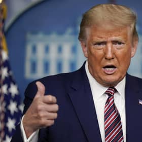President Donald Trump gestures while speaking during a news conference at the White House, Sunday, Sept. 27, 2020, in Washington. (AP Photo/Carolyn Kaster)