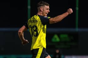 Jack Muldoon - in at the double for Harrogate Town at Sutton United on Tuesday (Picture: Bruce Rollinson)
