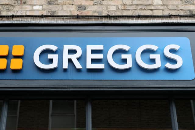 File photo dated 18/06/20 of a Greggs sign.