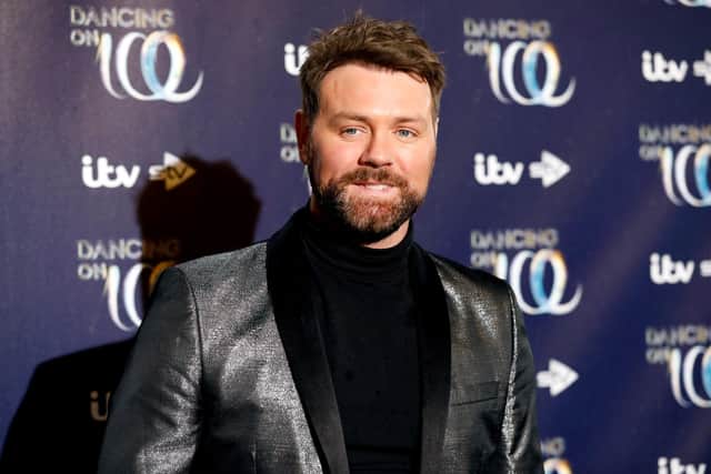 PA photo of Brian McFadden attending the press launch for the upcoming series of Dancing On Ice at the Natural History Museum in Kensington, London. See PA Feature SHOWBIZ Music Reviews. Picture credit should read: David Parry/PA Wire. WARNING: This picture must only be used to accompany PA Feature SHOWBIZ Music Boyzlife.