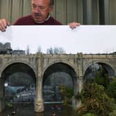 David Griffiths from Harrogate Model Railway Group, with a miniture Knaresborough Viaduct.
Photographed by Yorkshire Post photographer Jonathan Gawthorpe.