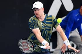 Kyle Edmund of Great Britain plays a forehand against Jannik Sinner of Italy during day three of the 2023 Adelaide International at Memorial Drive on January 03, 2023 in Adelaide. (Picture: Mark Brake/Getty Images)