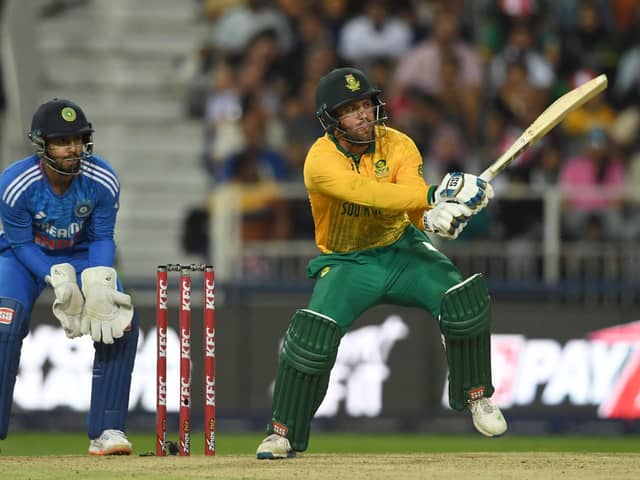 Donovan Ferreira batting for South Africa against India in a T20 international in Johannesburg last December. Photo by Lee Warren/Gallo Images/Getty Images.