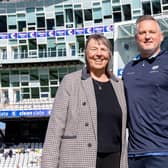 Welcome: Darren Gough, the Yorkshire managing director of cricket, and new president Jane Powell at Headingley during the opening County Championship game of the season against Leicestershire. Picture by Allan McKenzie/SWpix.com