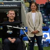 Leeds legend Rob Burrow pictured with his wife Lindsey at a match between the Rhinos and Huddersfield Giants in 2021. (Photo: Jonathan Gawthorpe)