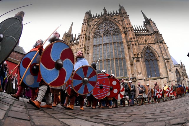 The York Viking Festival. The Parade goes past York Minster Picture taken by Yorkshire Post Photographer Simon Hulme 17th February 2024


