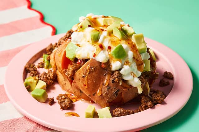 Anthea Malialis's Spicy taco beef sweet potato with hot honey Picture credit: Hannah Hughes/PA