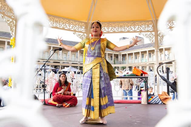 Annapurna Dance School performing for Diwali at The Piece Hall, Halifax.