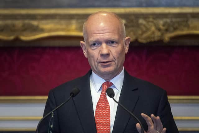 LONDON, ENGLAND - JANUARY 21: Lord William Hague makes a speech during the meeting of the United for Wildlife Taskforces at St James Palace on January 21, 2020 in London, England. (Photo by Victoria Jones - WPA Pool/Getty Images)