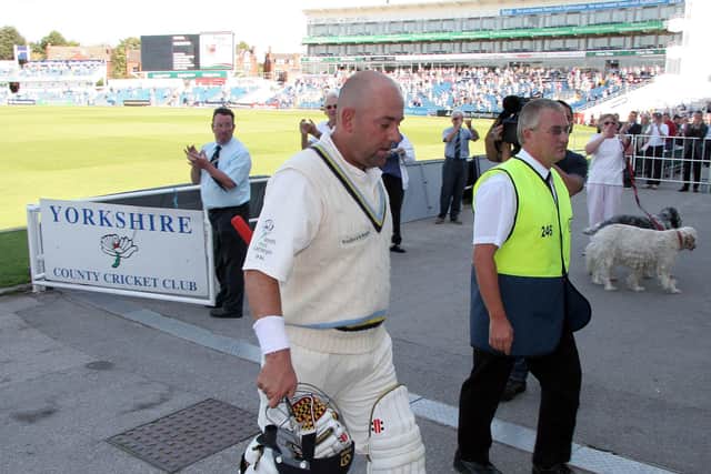 Darren Lehmann leaves the field after his epic 339 on his last innings for Yorkshire in 2006. Picture by Vaughn Ridley/SWPix.com