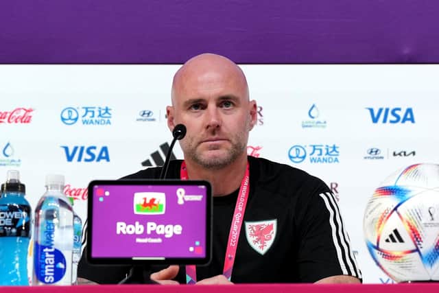 READY FOR ACTION: Wales manager Rob Page during a press conference on Sunday afternoon. Picture: Peter Byrne/PA