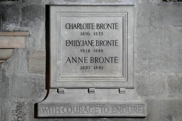 The recently completed memorial to Charlotte, Emily and Anne Bronte at Poets' Corner in Westminster Abbey in London. Aaron Chown/PA Wire