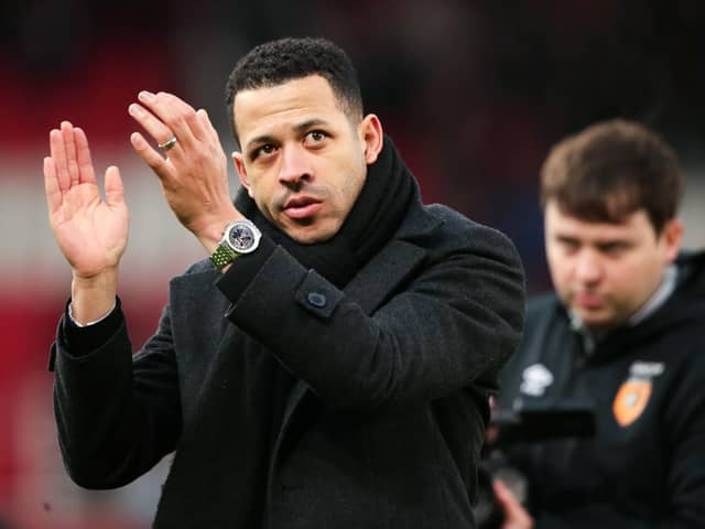 Hull City manager Liam Rosenior applauds fans after the final whistle at Stoke (Picture: PA)