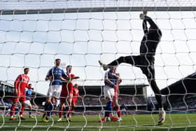 Middlesbrough goalkeeper Seny Dieng makes a save during the Sky Bet Championship match at Portman Road, Ipswich. Picture date: Saturday April 13, 2024. Image: Zac Goodwin/PA Wire