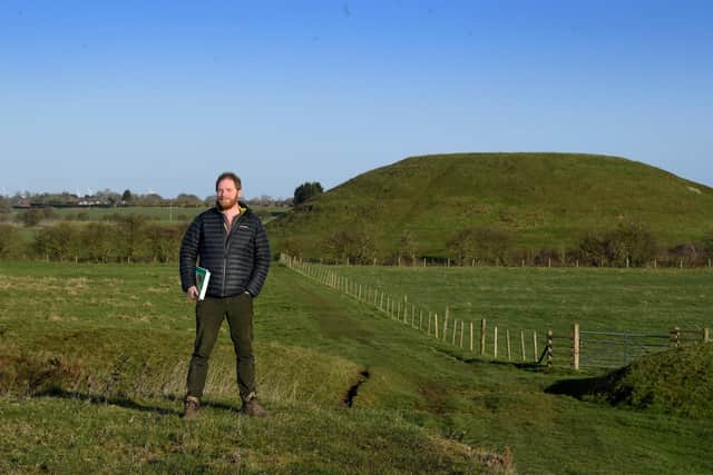 Dr Jim Leary pictured at Skipsea Castle in East Yorkshire. The Castle and its grounds are going to be used for archaeological investigations. Picture by Simon Hulme 30th January 2023










