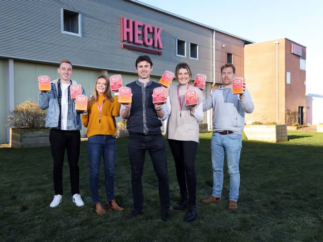 HECK! Jamie Keeble and the team launch the new range of Heck sausages at the family run HQ in North Yorkshire. Picture: Glen Minikin.
