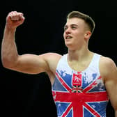 Britain's Luke Whitehouse reacts after performing the men's floor final at the 2023 Artistic Gymnastics European Championships in Antalya (Picture: OZAN KOSE/AFP via Getty Images)