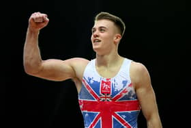 Britain's Luke Whitehouse reacts after performing the men's floor final at the 2023 Artistic Gymnastics European Championships in Antalya (Picture: OZAN KOSE/AFP via Getty Images)