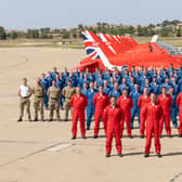Personnel of the Royal Air Force Aerobatic Team pose for the annual Squadron Photo whilst on Exercise Springhawk 24, Tanagra, Greece