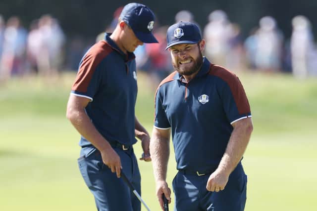 The roar: Tyrrell Hatton wears his emotions on his sleeve on the golf course and can be Europe's talisman in this Ryder Cup. (Picture: Richard Heathcote/Getty Images)