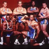 Hit 90s show Gladiators is returning to TV screens in 2023. Pictured: Gladiators Back row (l-r), Cobra, Ace, Hunter, Saracen, Trojan, front row (l-r).