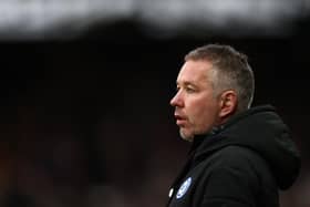 PETERBOROUGH, ENGLAND - JANUARY 08: Manager of Peterborough Darren Ferguson looks on during the Emirates FA Cup Third Round match between Peterborough United and Bristol Rovers at Weston Homes Stadium on January 08, 2022 in Peterborough, England. (Photo by Julian Finney/Getty Images)