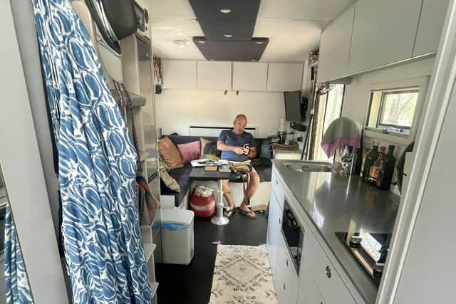 Inside the £250,000 truck which has become their home