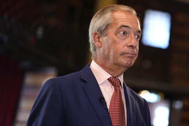 Nigel Farage speaking to the media during a Reform UK press conference. PIC: Jordan Pettitt/PA Wire