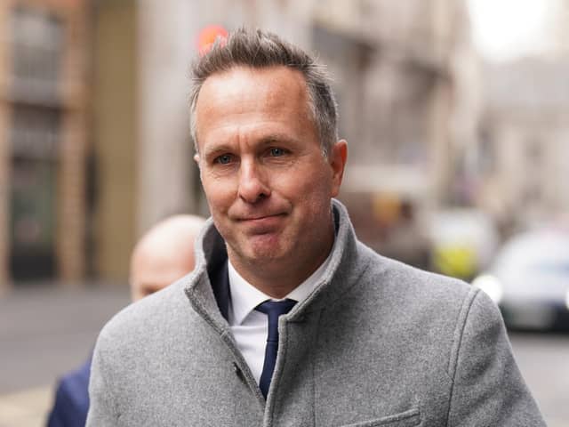 Michael Vaughan arrives for the second day of the CDC Panel Hearing at the International Arbitration Centre, London, on March 2. The former England captain has been cleared of the allegation that was made against him. Picture by James Manning. PA Wire/PA Images.