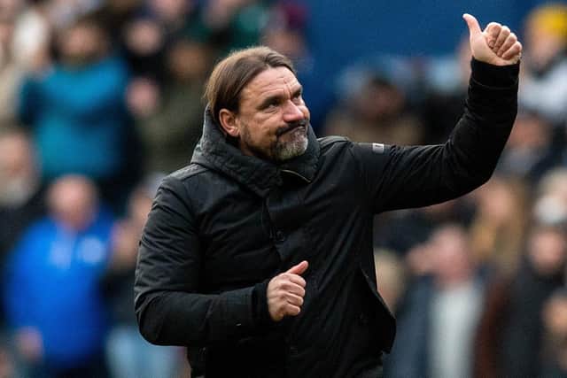 Daniel Farke acknowledges the fans at full-time at Preston. (Photo: Bruce Rollinson)