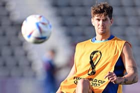 England's defender John Stones takes part in a training session at Al Wakrah SC Stadium in Al Wakrah, south of Doha on November 28, 2022 on the eve of the Qatar 2022 World Cup football match between Wales and England. (Photo by PAUL ELLIS/AFP via Getty Images)