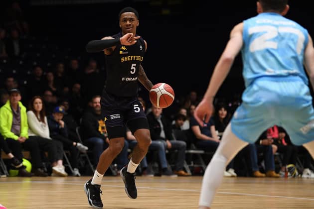 Pointing the way: Sheffield Sharks point guard Jalon Pipkins in action against the Surrey Scorchers on Thursday night. (Picture: Jonathan Gawthorpe)
