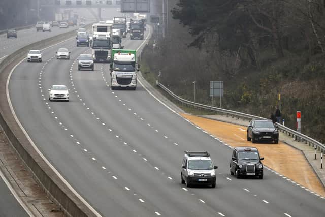 An emergency refuge area on the M3 smart motorway near Camberley in Surrey, as nearly seven in 10 drivers want the hard shoulder reinstated on smart motorways despite Government objections over disruption and costs, new research suggests.