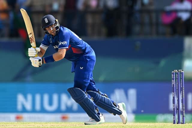 TOUGH TEST: England's Joe Root drives through mid-wicket during the World Cup clash with Bangladesh in Dharamsala Picture: Gareth Copley/Getty Images