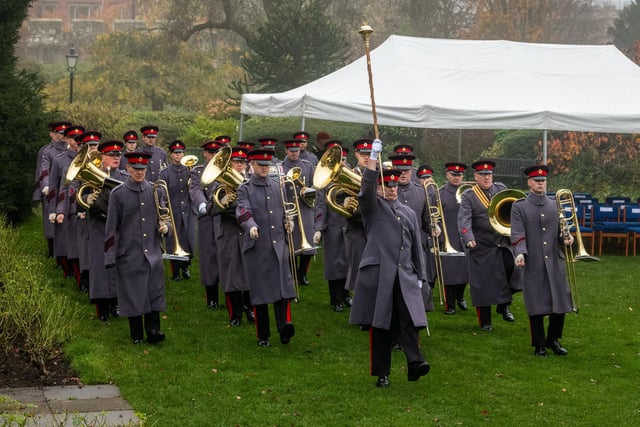 The British Army Band Catterick arriving ahead of the firing.