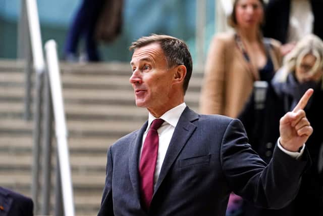 Chancellor Jeremy Hunt before speaking to the media at Victoria Place Shopping Centre, Woking, in response to the Bank of England Monetary Policy Report, in which they raised interest rates to 4% from 3.5%.
