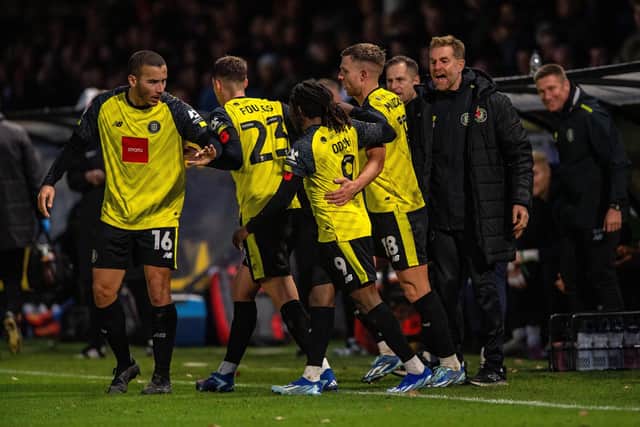 Jack Muldoon put Harrogate Town back on level terms. Image: Bruce Rollinson