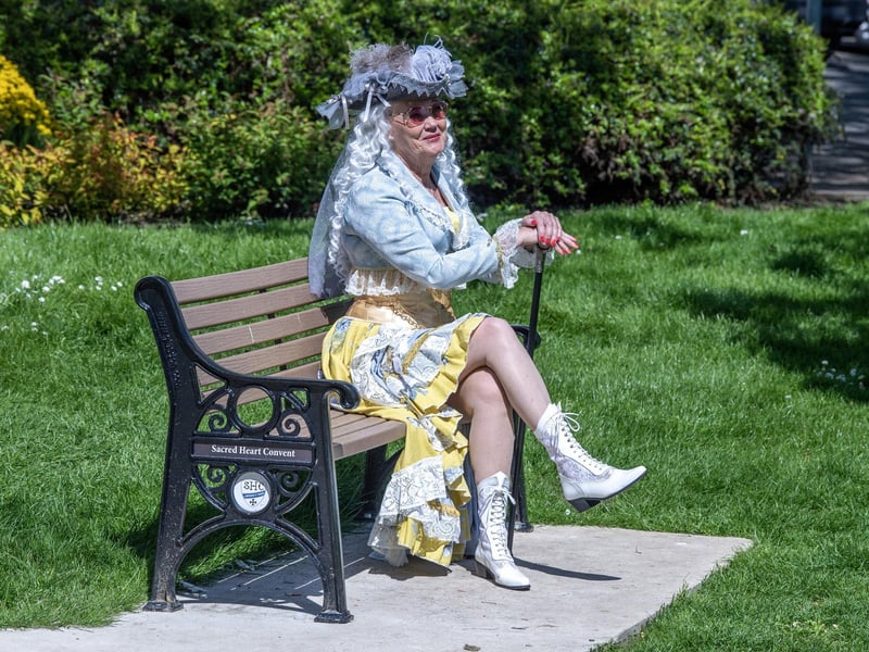 Vivian Moore from Malton enjoys the sunshine at the Steampunk Weekend