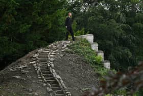 Senior gardener Ed Watchorn at Brodsworth Hall, where a series of steps have been uncovered in the garden. It is thought that the steps were either used to access a flag pole or to light a gas lamp.