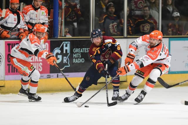 BUCK THE TREND: Sheffield Steelers have won twice in Guildford this season but hope to end their home hoodoo against the Flames, who won on all three visits to the Utilita Arena last season. Picture: Juhn Uwins/EIHL Media.