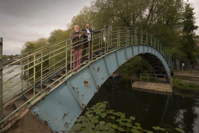Michael Alexander (left), chairman of the River Foss Society and Duncan Marks from York Civic Trust pictured on the bridge, which has been locked since the 1980s