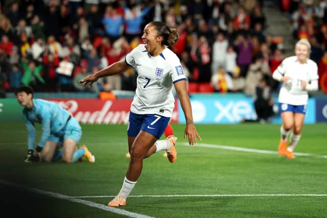 England's Lauren James celebrates scoring their side's fourth goal of the game during the FIFA Women's World Cup 2023, Group D match at the Hindmarsh Stadium in Adelaide, Australia (Picture: Isabel Infantes/PA Wire)