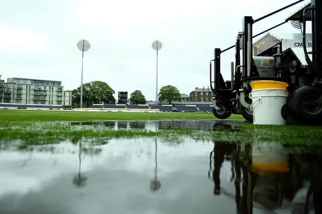 There was overnight rain at Nevil Road, Bristol. Photo by Harry Trump/Getty Images.