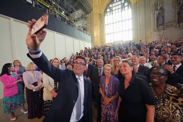 Andy Burnham with colleagues from the Parliamentary Labour Party in Westminster Hall at the Houses of Parliament. PIC: Yui Mok/PA Wire
